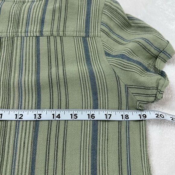 Cloth & Stone Women's S Button Back Linen Tee Shirt Dress Sage Green Stripe - Picture 10 of 11